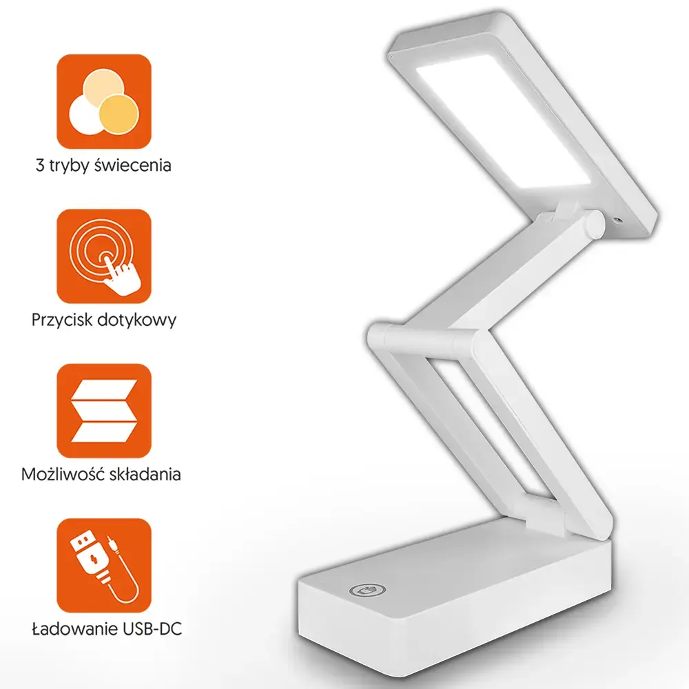Collapsable LED desk Lamp 10W, 3000/4500/6000K, touch control, 1200mAh, white, LTC