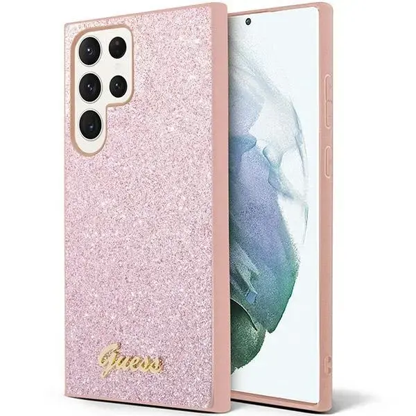 Guess Glitter Script case for Samsung Galaxy S24 Ultra - pink
