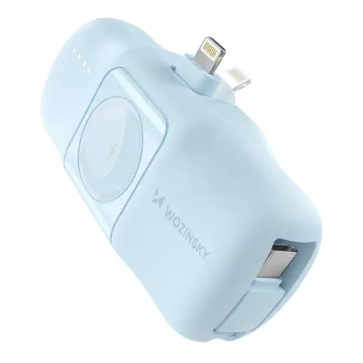Wozinsky WF16-YLS external battery (powerbank) | 5000 mAh | 15W | Lightning, USB-C, Apple Watch | blue