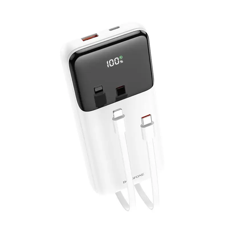 Borofone Power Bank 20000mAh BJ22A - USB - PD QC 3.0 22,5W with Type C and Lightning cables white