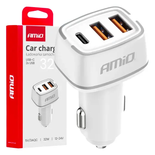 AMiO AMiO-03890 auto lādētājs | 32W | USB-A, USB-C