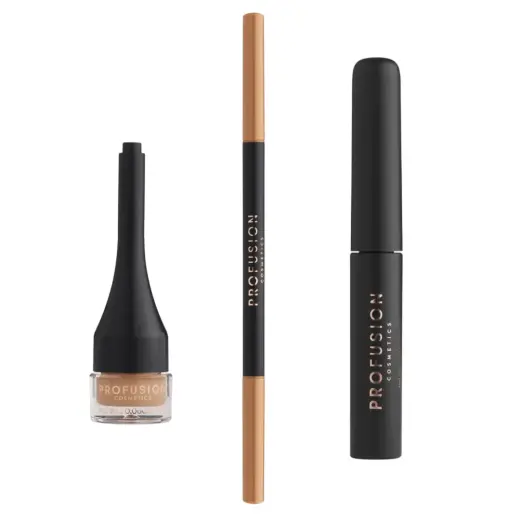 Set Profusion Cosmetics: Ultimate Brow Sculpt, Eyebrow Gel, Blonde, 1.8 g + Ultimate Brow Sculpt, Defining, Eyebrow Cream Pencil & Brush 2-In-1, Blonde, 0.07 g + Ultimate Brow Sculpt, Eyebrow Pomade, Blonde, 4 ml