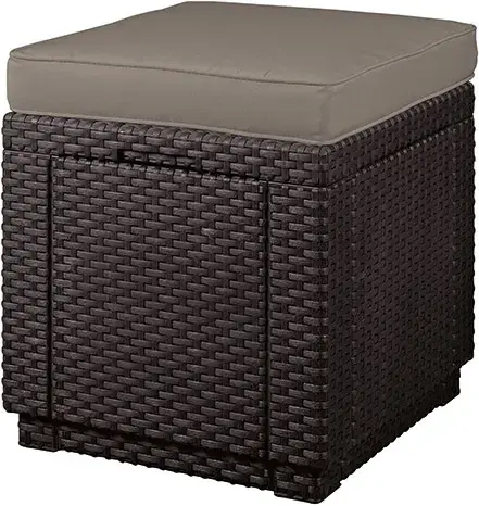 Garden chair/storage box Cube with cushion brown
