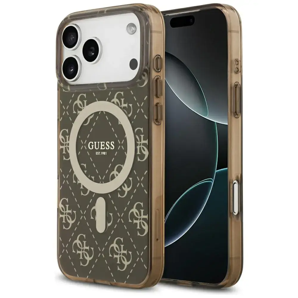 Guess IML 4G Background MagSafe Case for iPhone 17 Pro Max - Brown