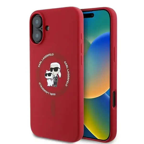 Karl Lagerfeld Karl&Choupette Heads telefona maciņš priekš iPhone 16 Plus 6.7 sarkans silikons