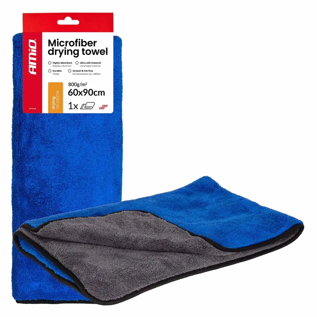 Microfiber drying towel  800gsm 60x90cm AMIO-04488