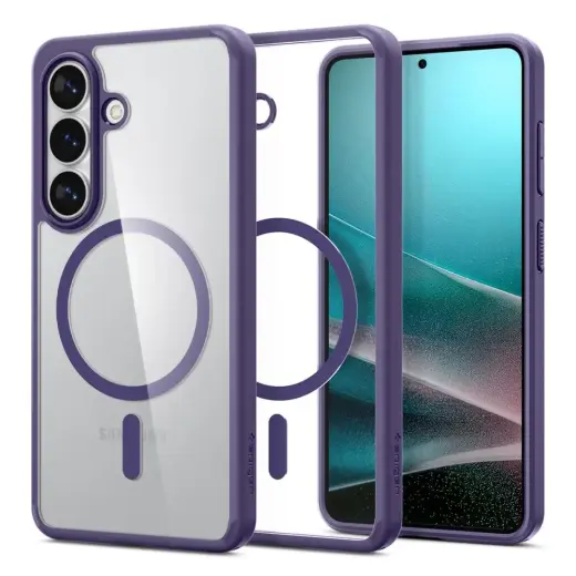 Spigen Ultra Hybrid Mag telefono dėklas su MagSafe palaikymu Samsung Galaxy S26 (S942) skaidrus violetinis