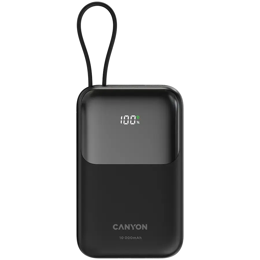 CANYON power bank OnPower 101 built-in cable 10000 mAh PD22.5W Black