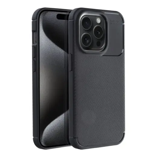 Carbon Premium telefono dėklas iPhone 15 Pro juodas