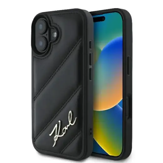 Karl Lagerfeld case for iPhone 16 6,1" KLHCP16SPQDSMGK black Hard Quilted Signature