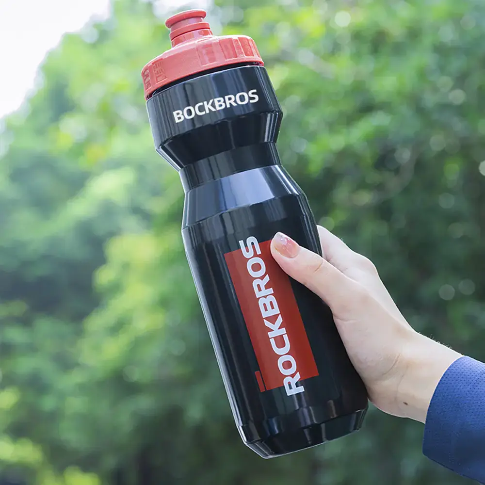 Rockbros 750 ml Bike Bottle - Transparent Black with Red Mouthpiece