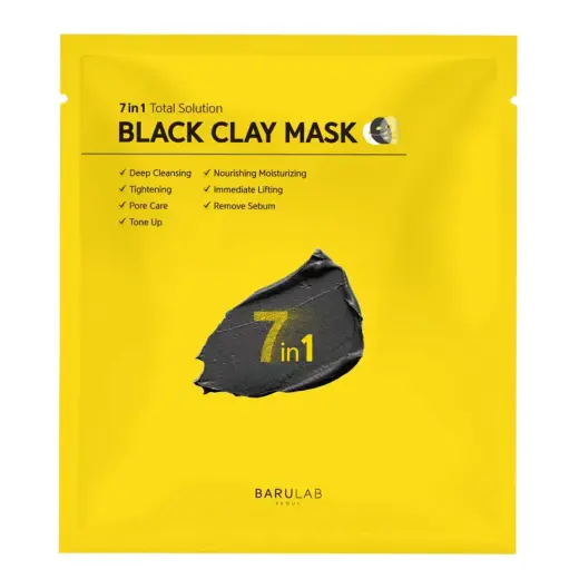 Barulab, 7 In 1 Total Solution, Argile, Eliminates Impurities, Sheet Mask, For Face, 18 g