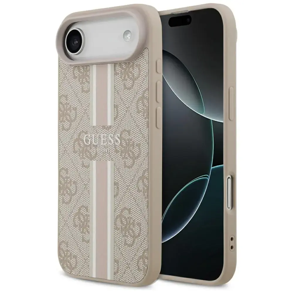 Case Guess 4G Printed Stripes MagSafe for iPhone 17 Air pink