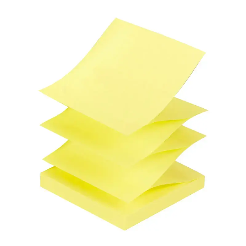 Piezīmju līmlapiņas FORPUS, Z-veida, 75 x 75 mm, dzeltenas, 100 lapiņas