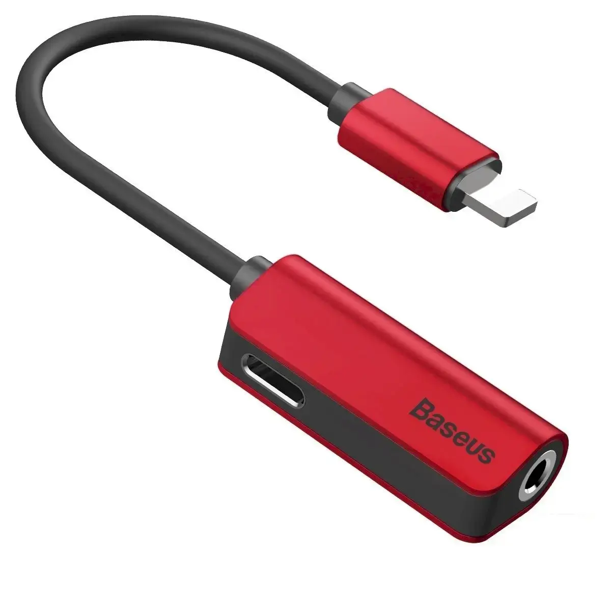 Baseus L32 audio adapteris Lightning -> 3.5mm sarkans