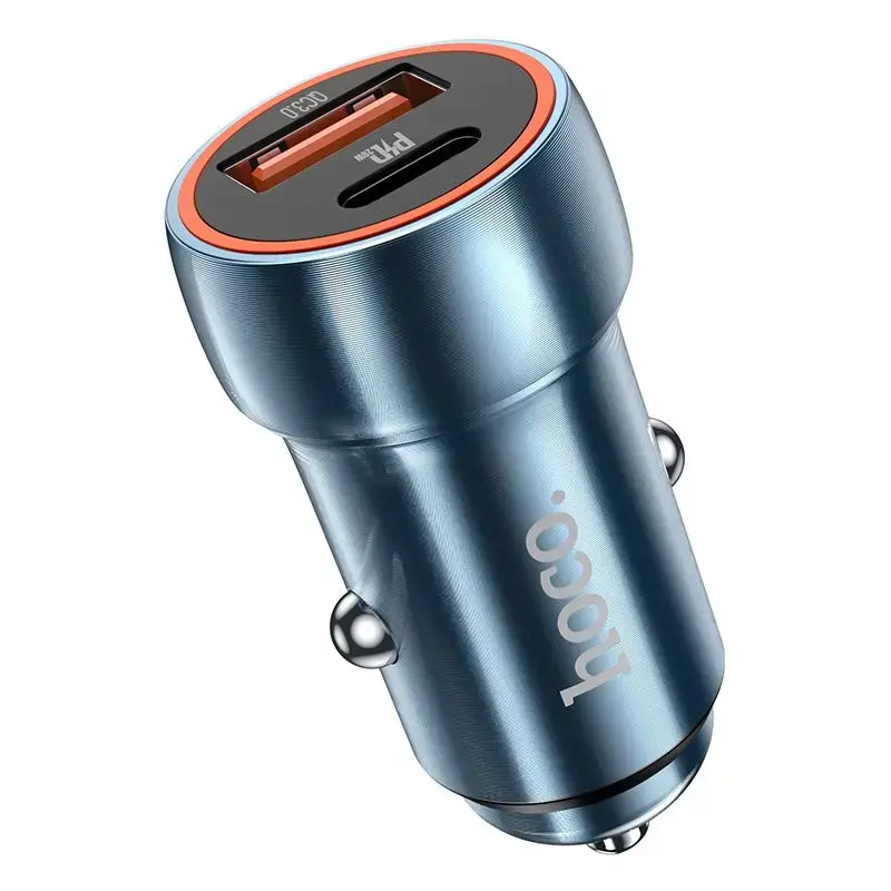 HOCO Z46A auto lādētājs | 20W | PD, QC | USB-C, USB-A | zils
