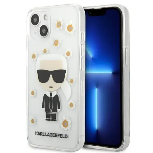 Karl Lagerfeld Ikonik Flower maciņš telefonam iPhone 13 Mini caurspīdīgs