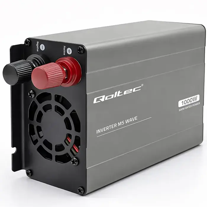 Qoltec MS Wave Voltage Converter | 12V to 230V | 500/1000W | USB | Compatible with LiFePO4, GEL and AGM batteries