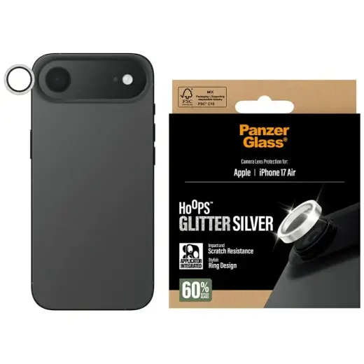 Tempered glass lens protector PanzerGlass  Hoops Glitter do iPhone Air srebrny