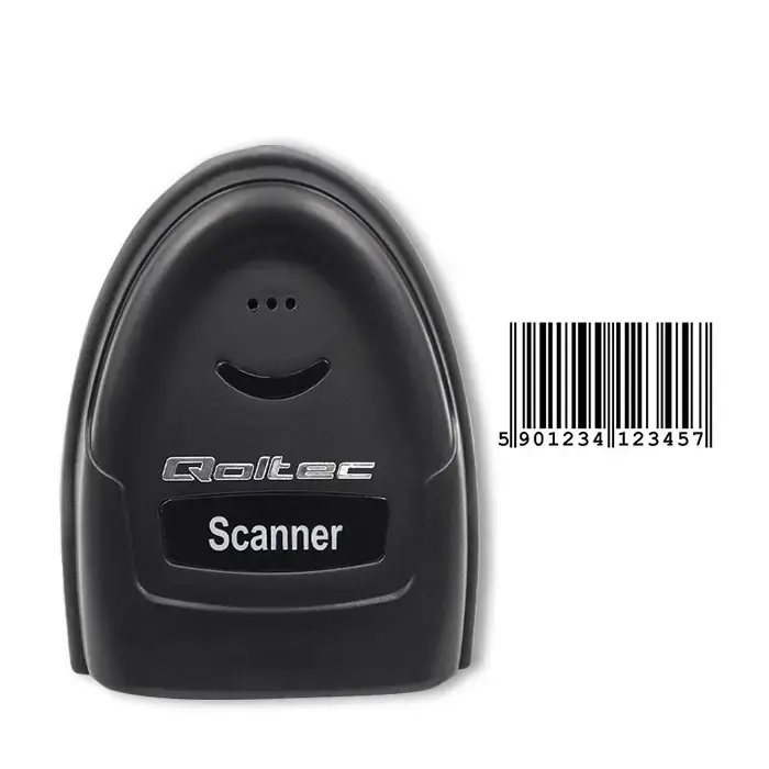 Qoltec 1D Laser barcode scanner with stand | USB
