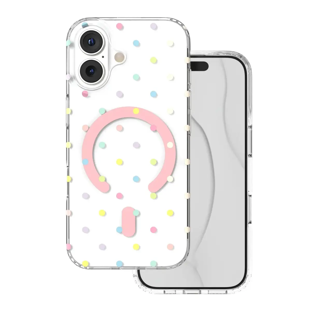 Bubble Dots Mag phone case with MagSafe support for iPhone 17 white