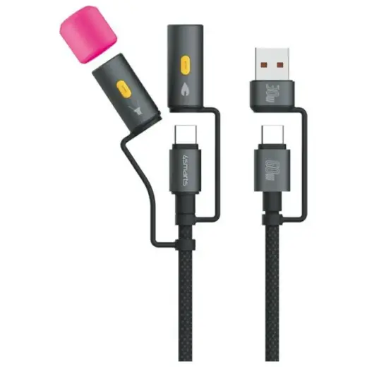 4smarts Explorer data transfer and charging cable | USB-C to USB-C | 60W | 1m | black