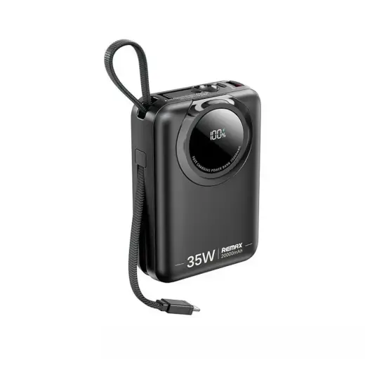 Remax Scuba Series RPP-73 ārējais akumulators (powerbank) | 20 000 mAh | 35W | USB-A, USB-C, Lightning | melns