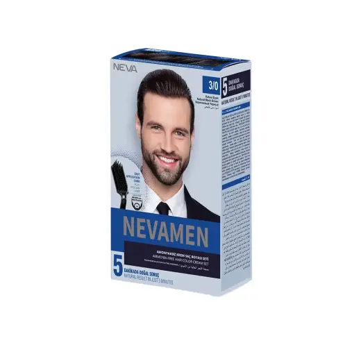Neva, Nevamen, Permanent Hair Dye, 3/0 Natural Dark Brown, 150 ml