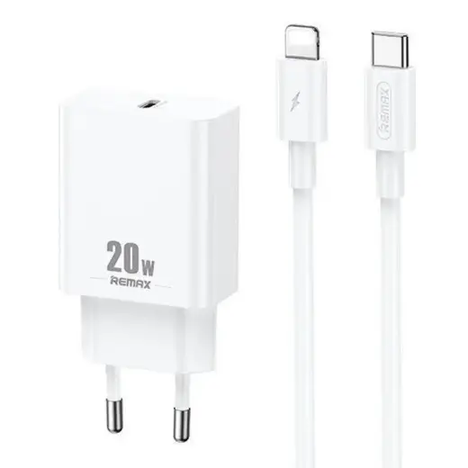 Зарядное устройство Remax RP-U5 | 20W | PD | USB-C | с кабелем USB-C на Lightning в комплекте | белое