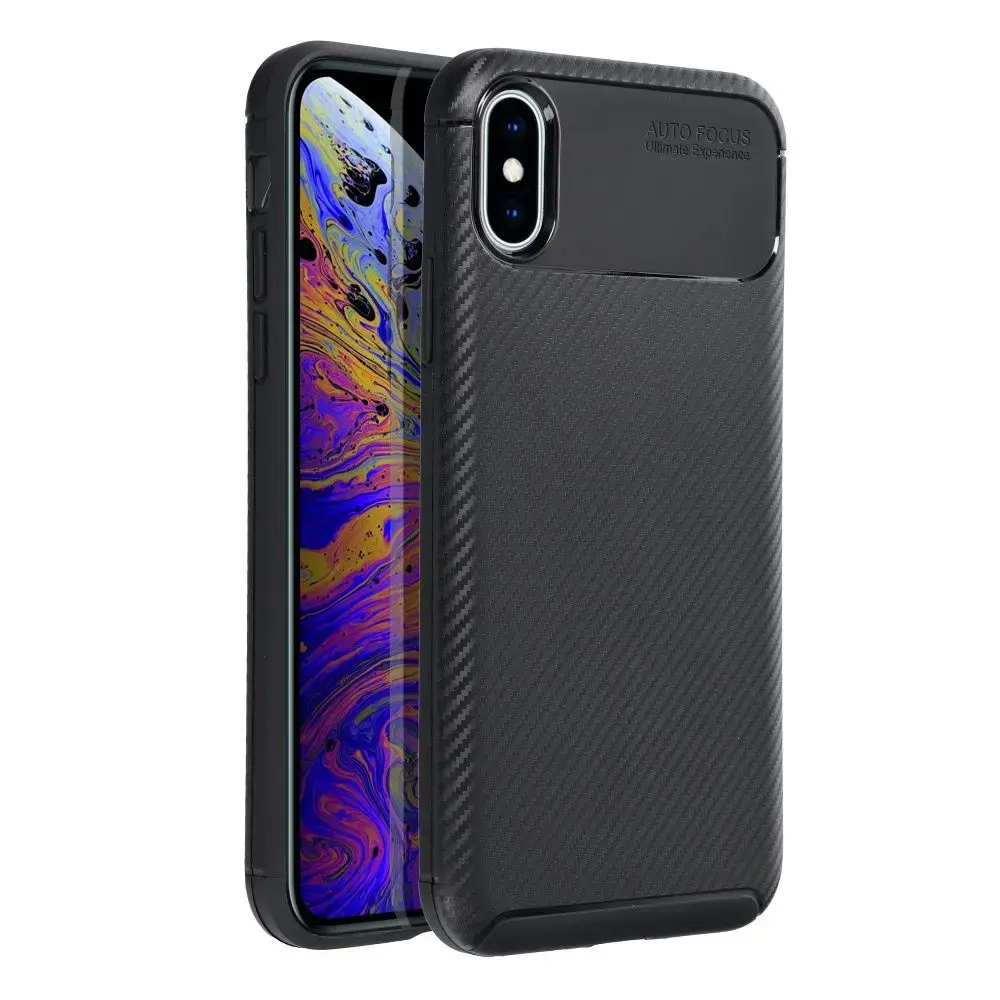 Carbon Premium maciņš telefonam iPhone X | iPhone XS melns