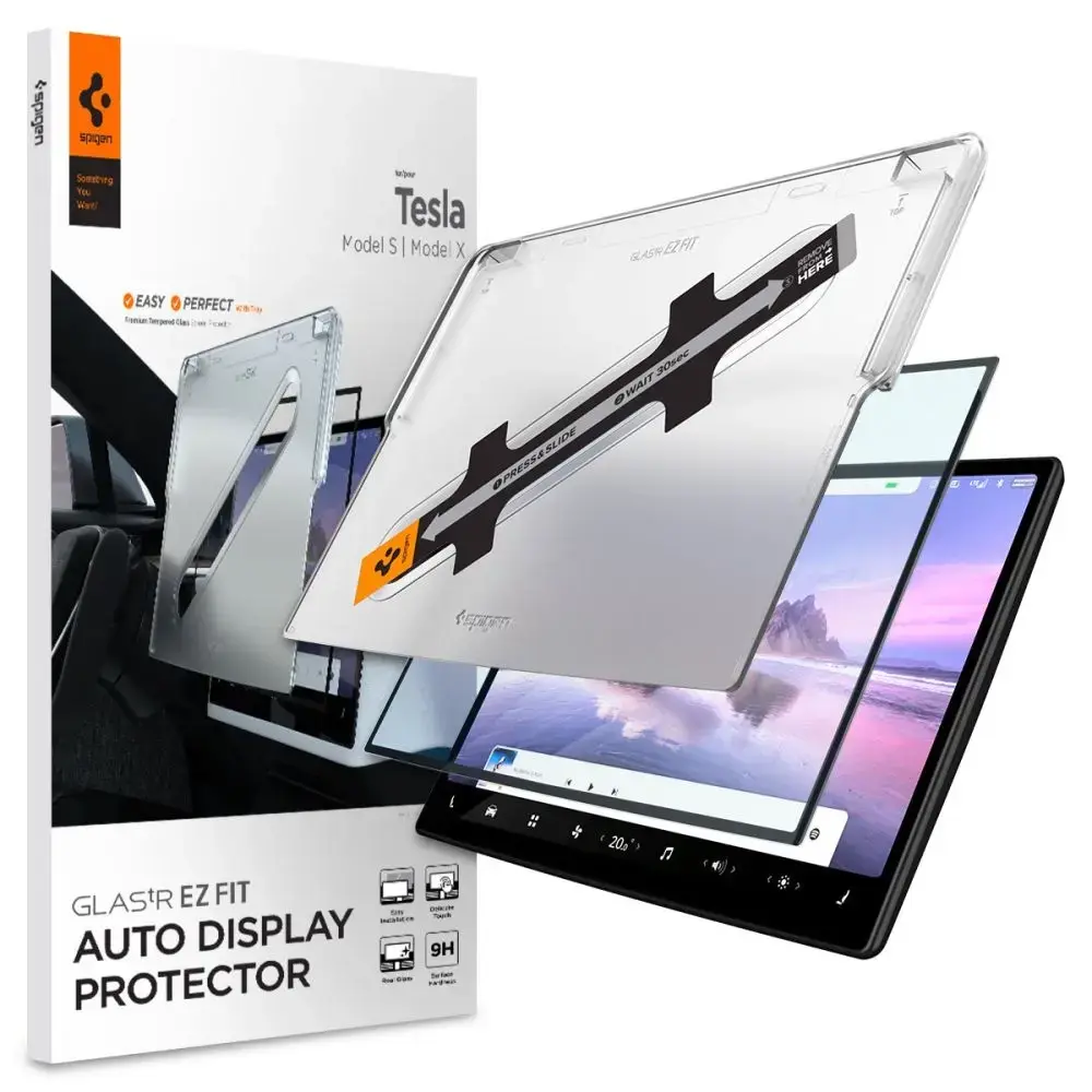 TEMPERED GLASS Spigen GLAS.TR "EZ FIT" TESLA MODEL X 2022 | MODEL S 2021 BLACK