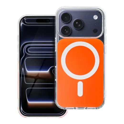 Clear Fusion Mag telefono dėklas su MagSafe palaikymu iPhone 17 oranžinis