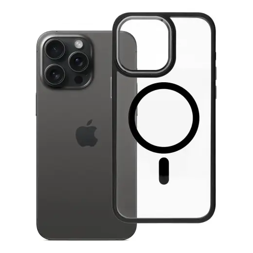ROAR Mag Bumper telefono dėklas su MagSafe palaikymu iPhone 15 Pro Max juodas