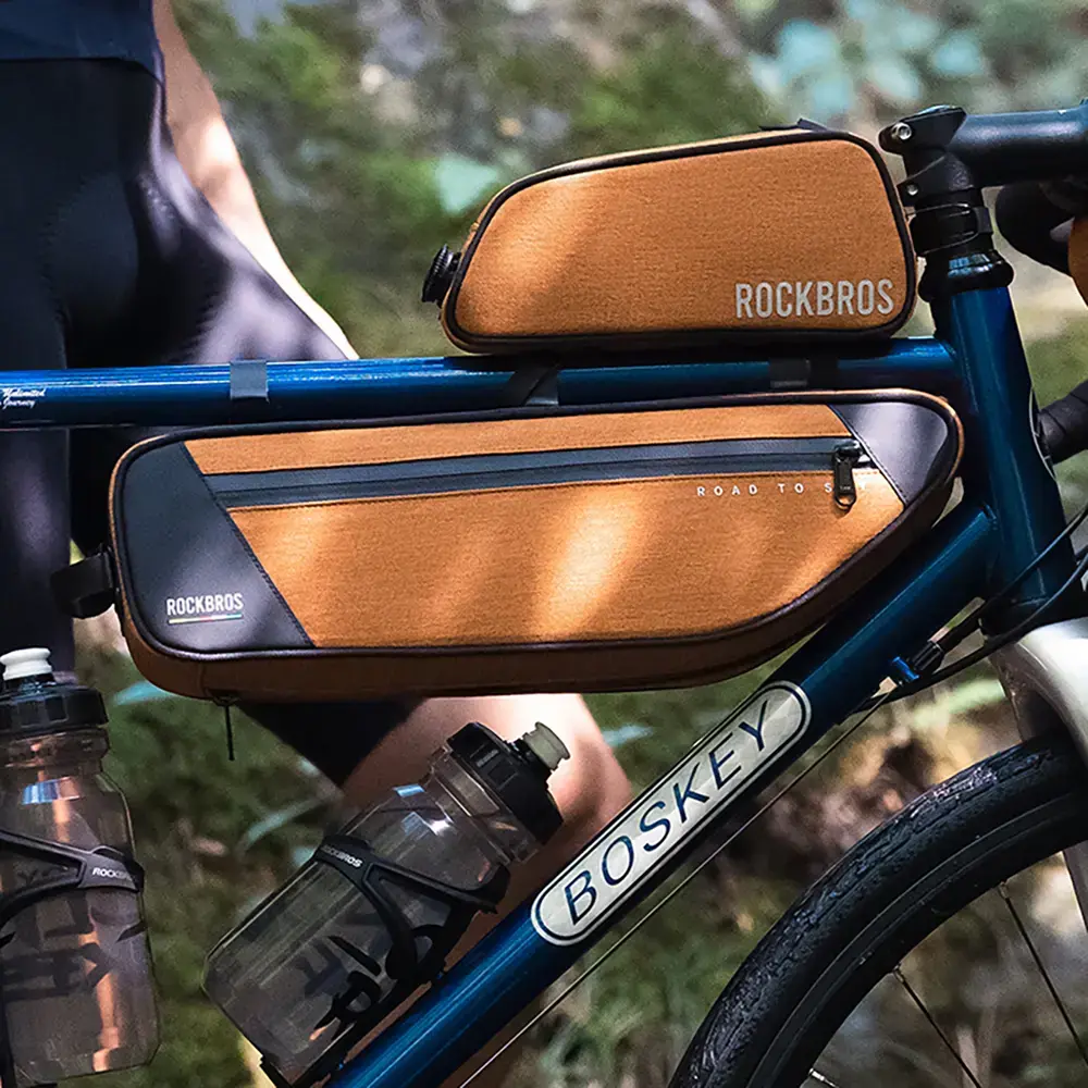 Torba pod ramę 2L Rockbros TL003 ROAD TO SKY wodoodporna – pomarańczowa