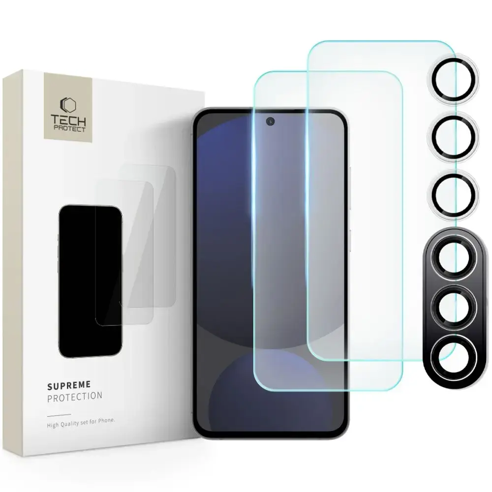 TECH-PROTECT Supreme Set tempered glass for phone Samsung Galaxy S24 FE clear