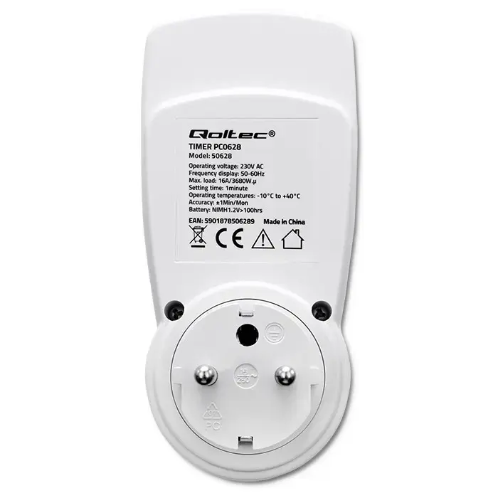 Qoltec Electronic Timer PC0628 | 3680W | 16A | LCD
