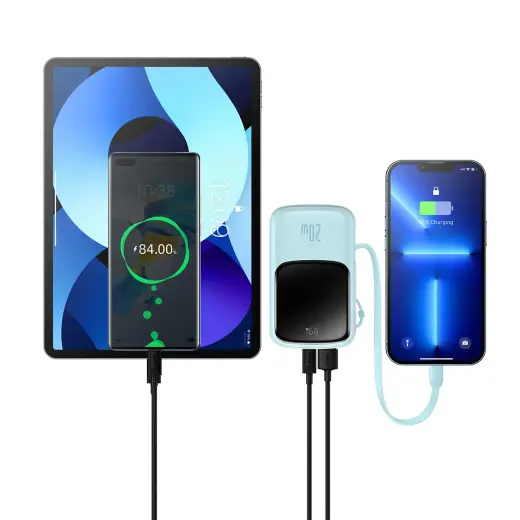 Baseus Qpow power bank 10000mAh built-in Lightning 20W Quick Charge cable SCP AFC FCP blue (PPQD020003)