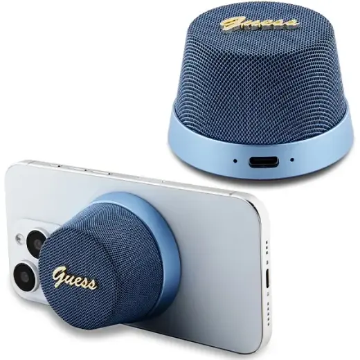 Guess głośnik Bluetooth GUWSC3ALSMB Speaker Stand niebieski|blue Magnetic Script Metal