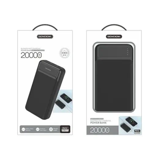 SENDEM PH92 Ārējais akumulators (powerbank) 20000 mAh | 2.4A | LED | melns