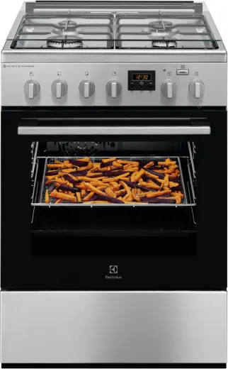 Electrolux gāzes plīts ar elektrisko cepeškrāsni, nerūsējoša tērauda ar pārklājumu pret pirkstu nospiedumiem, 60cm