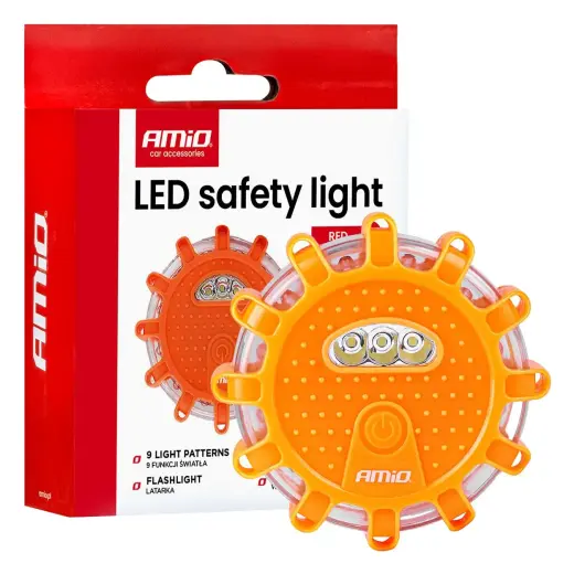 LED safety light 12SMD+3SMD 650mAh (BATT) red AMIO-04673