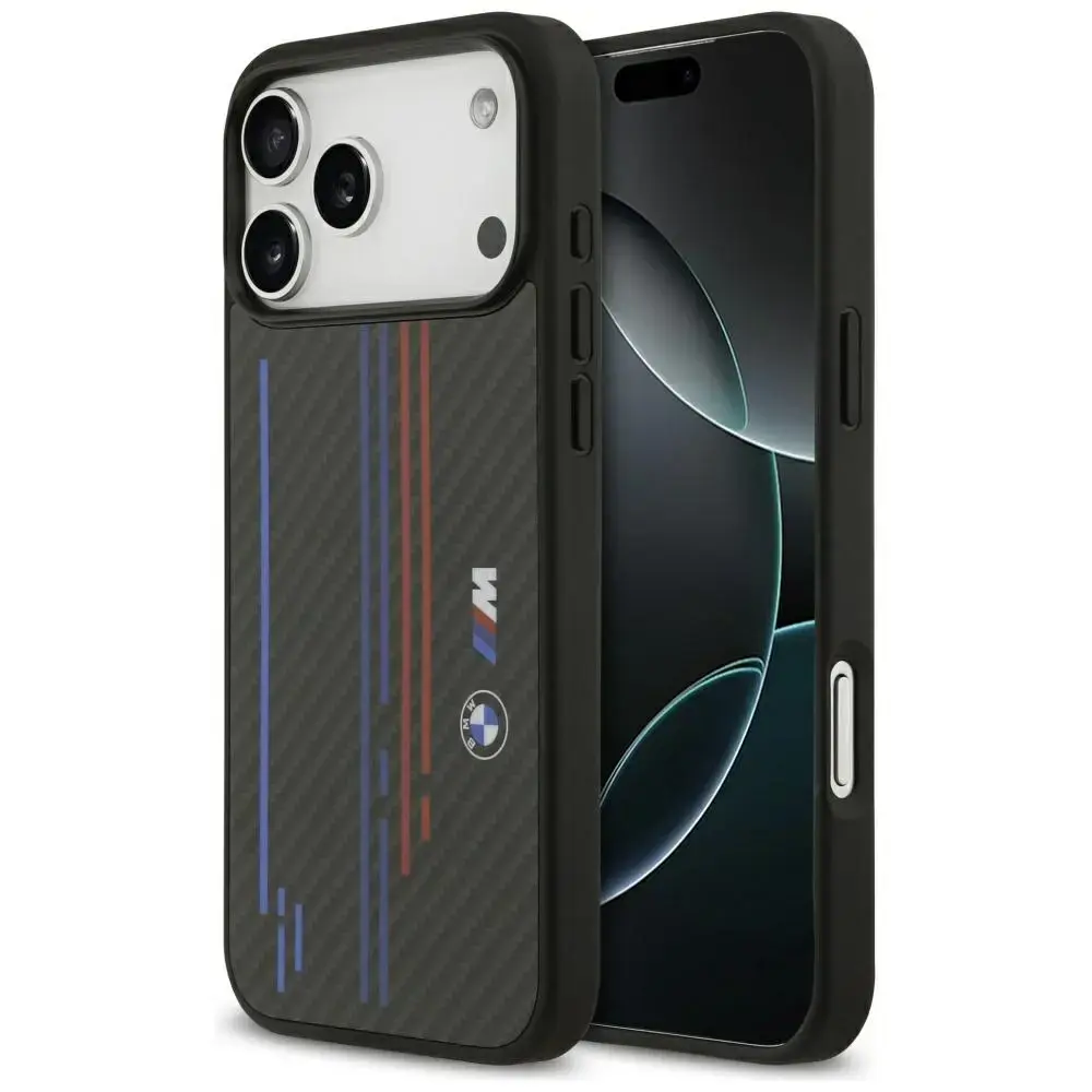 BMW M Kevlar Lines & Logo maciņš ar MagSafe atbalstu telefonam iPhone 17 Pro Max melns
