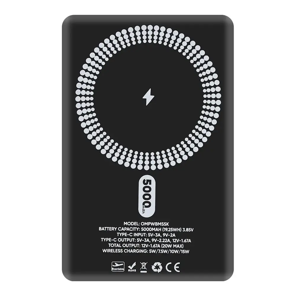 OBAL:ME MagNetix ārējais akumulators (powerbank) | 5 000 mAh | MagSafe | melns