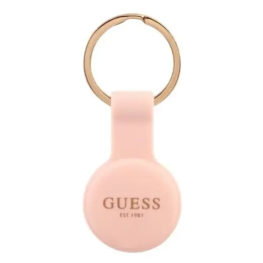 GUATSGEP Guess Liquid Silicone Classic Logo AirTag Case Pink