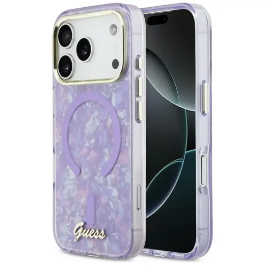 Guess IML Shell Script telefoniümbris MagSafe toega iPhone 17 Pro Max lilla