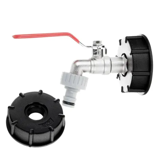 IBC komplekt - S60x6 adapter + 1/2'' kraan 3/4'' väliskeermega + voolikuühendus