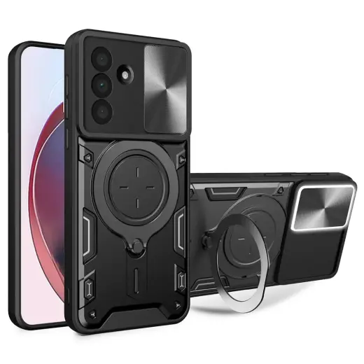 maciņš ar statīvu telefonam Samsung Galaxy A17 4G (A175) | A17 5G (A176) | A18 4G (A185) | A26 5G (A266) melns