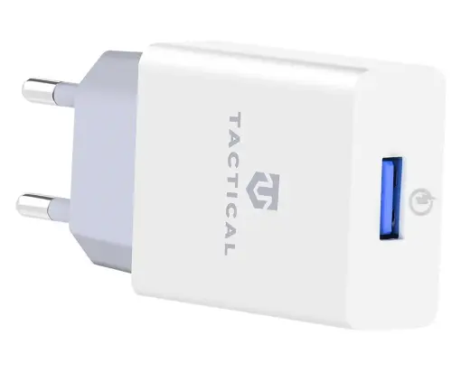 Tactical AR-30 USB-A QC 3.0 2,5A Travel Charger + Braided Cable for iPhone White