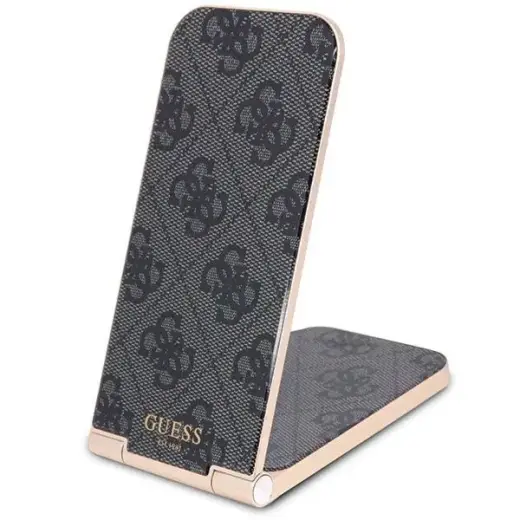Guess 4G Pattern 2-in-1 bezvadu lādētājs | Qi | Saderīgs ar MagSafe | 15W | melns