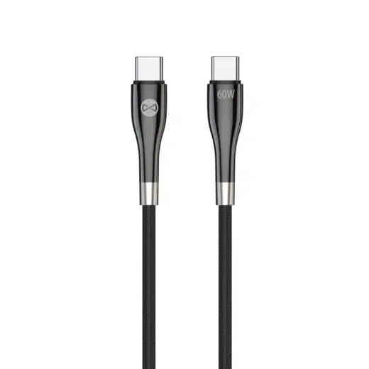 Forever Sleek datu pārraides un uzlādes vads | USB-C uz USB-C | 60W | 2m | melns
